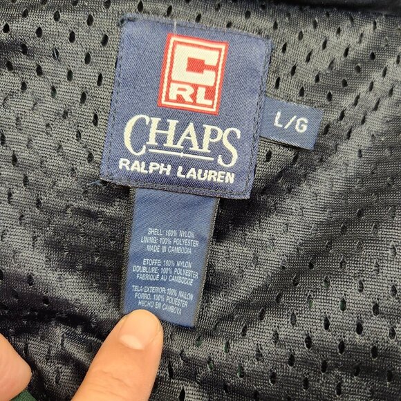 Vintage Chaps Ralph Lauren size L Large Green Nylon Jacket w Packable Hood - Picture 3 of 9